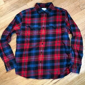 Men's American Eagle Red and Blue Plaid Shirt size Large EUC